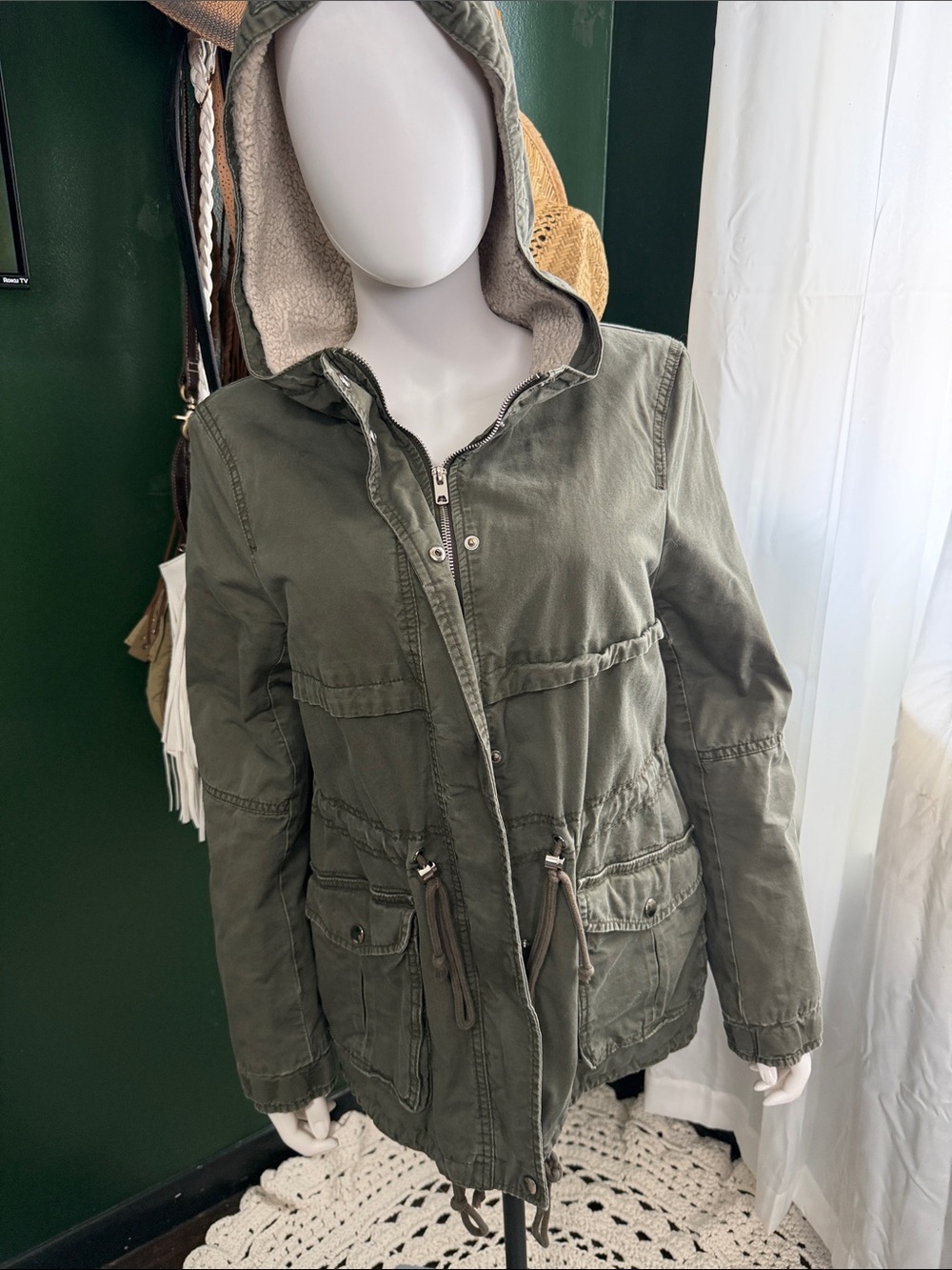 H&M Olive Utility Hooded Jacket
